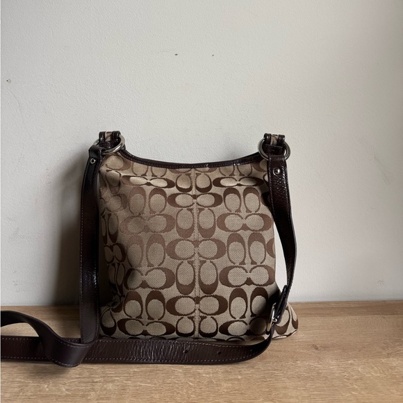 Coach Brown and Tan Signature Crossbody Bag - Picture 3 of 6